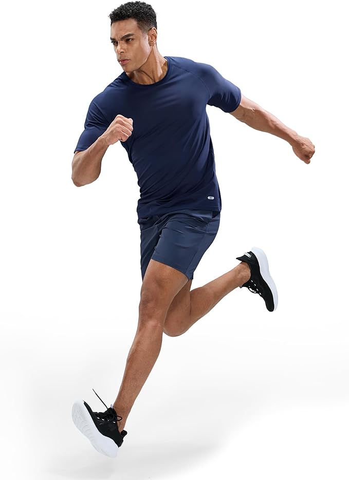 MIER Men's Dry Fit Workout T-Shirts Athletic Running Tee Short Sleeve Crew Neck Gym Tops, Polyester, Moisture Wicking-StrideForce Fitness