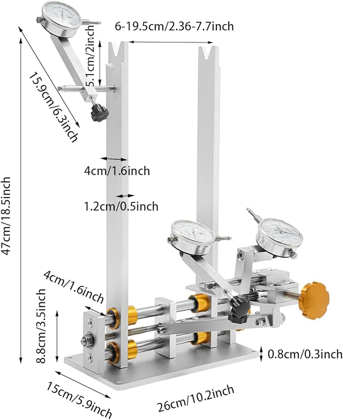 Bicycle Wheel Truing Stand, Foldable Bike Repair Truing Bearing Stand with 3 High-Precision Gauges & Fixing Rod, Professional Bicycle Wheel Repair Steel Bearing Bracket Rim for Wheels up to 10"-29"-StrideForce Fitness