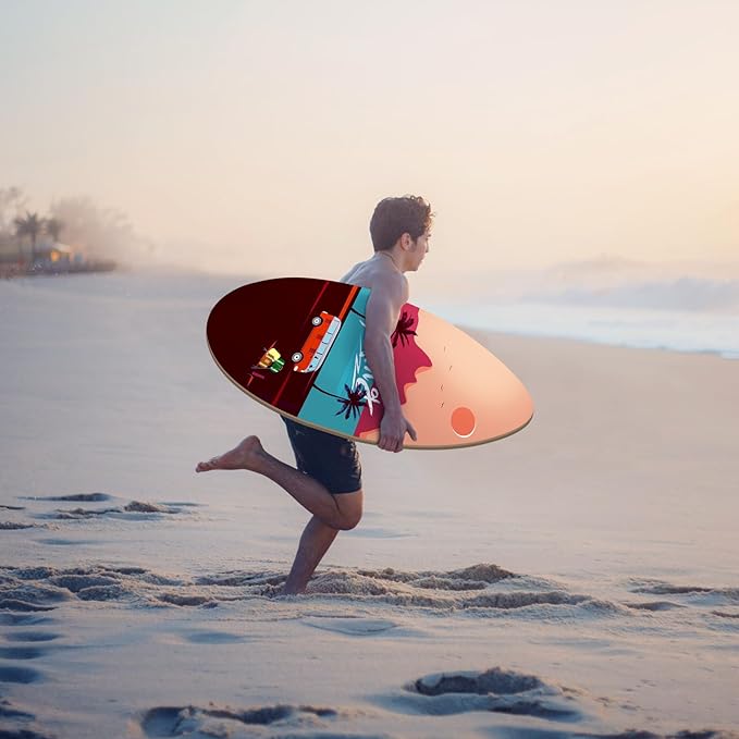 seething 35 Inch Skimboard with High Gloss Coat Wood Skim Board for Beginners,Kids, Teenagers, Adults and All Skimming-StrideForce Fitness