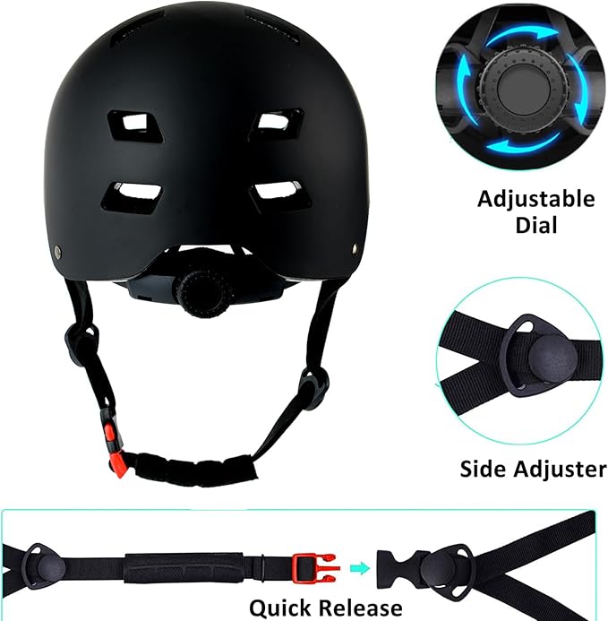 Bike Helmet 3 Sizes for Teenager Kids Youth Adults,Bavilk Skateboard Helmet Adjustable Multi-Sport Bicycle Cycling Scooter Roller Skate Inline Skating Rollerblading for Girls Boys Women Men Teen-StrideForce Fitness
