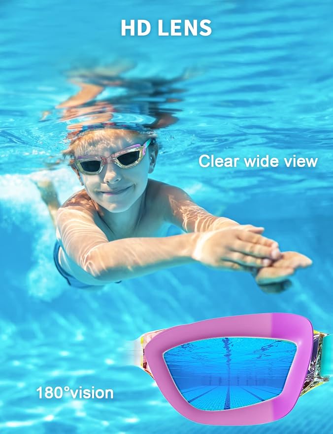 Kids Swim Goggles, Swimming Goggles for Kids with Nose Clip, Earplugs, Nose Bridge for Age 3-15-StrideForce Fitness