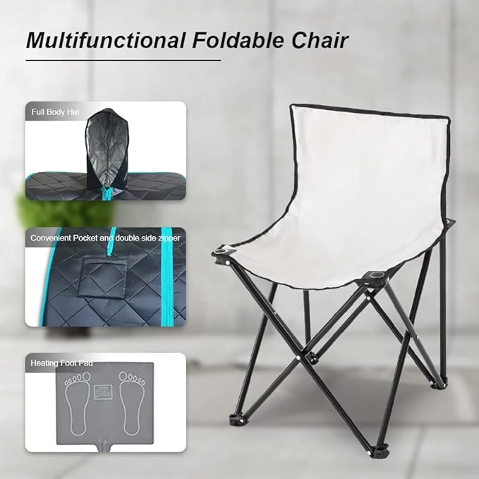 Smartmak Far Infrared Sauna with Hat, Portable Personal Full Body Home SPA Tent, Separate Heating Foot Pad and Portable Upgraded Chair- Green Border-StrideForce Fitness