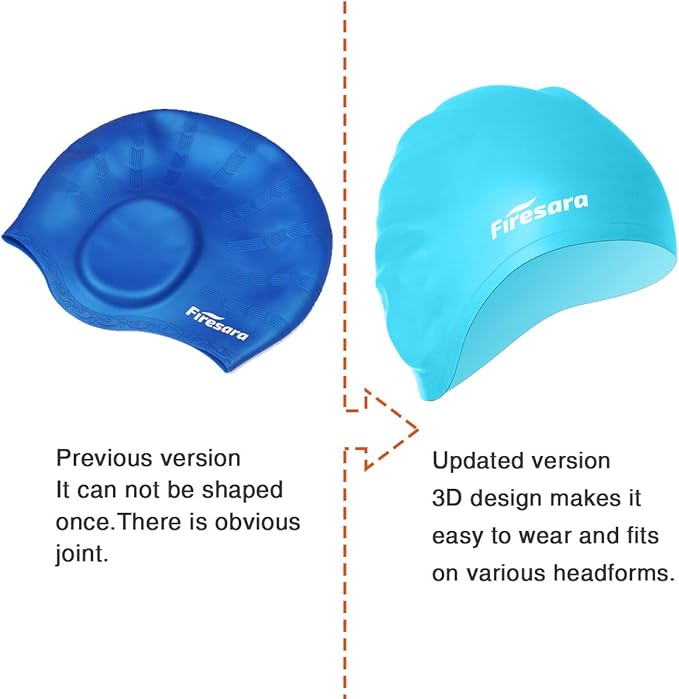 Firesara Swim Cap, Original Updated Swimming Cap 3D Ergonomic Design Comfortable Durable Ear Protection for Women Kids Men Adults Boys Girls for Long or Short Hair with Nose Clip and Ear Plugs-StrideForce Fitness