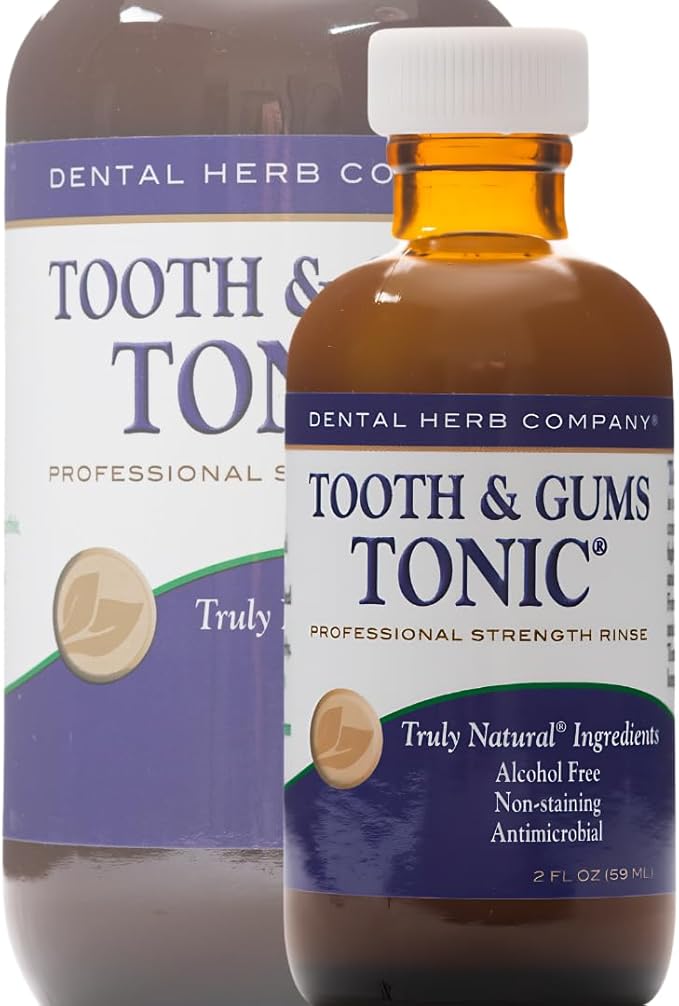 Dental Herb Company Tooth & Gums Tonic Mouth Wash - Travel Size ** (2 oz.) ** Made with Pure Essential Oils to Relieve Bad Breath, Bleeding and Irritated Gums.