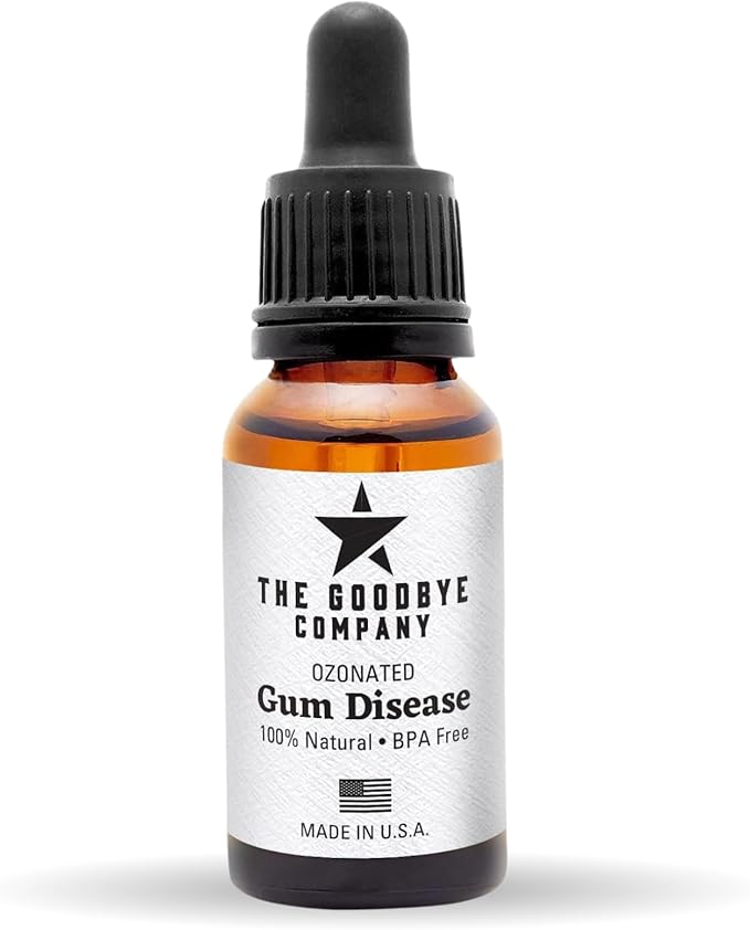 The Goodbye Company Ozonated Gum Treatment Oil – Home Remedy for Periodontal Disease & Gingivitis Relief – 100% Pure Clove & Neem Essential Oils for Healthy Gums, Soothes Pain & Stops Bleeding – 15 ml