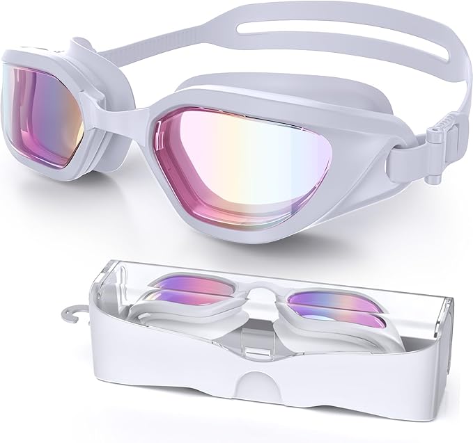 Swim Goggles, Unisex Adult Swimming Goggles Anti Fog Anti UV No Leakage Wide View for Men Women Youth-StrideForce Fitness