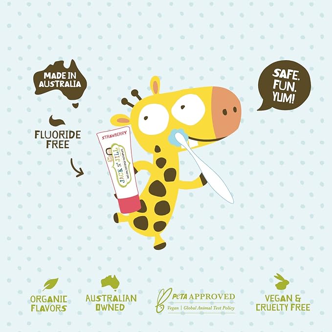 Jack N' Jill Natural Toothpaste for Baby and Infants - Fluoride Free Training Toothpaste, 40% Xylitol, BPA Free - Blueberry, 1.76 oz (Pack of 2)