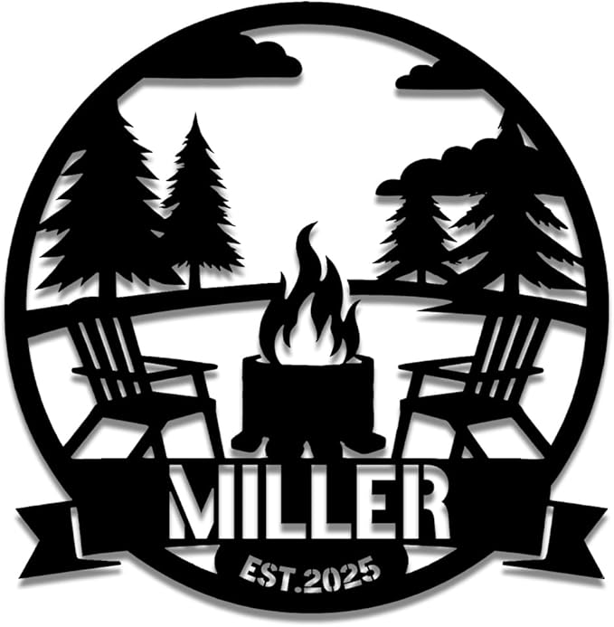 Personalized Campfire Metal Name Sign | Custom Camping Metal Signs | Family Wall Art & Split Letter Name | Wedding Gift & Anniversary | Indoor Decor Gift for Women, Men, Wife, Parents, Couple-StrideForce Fitness