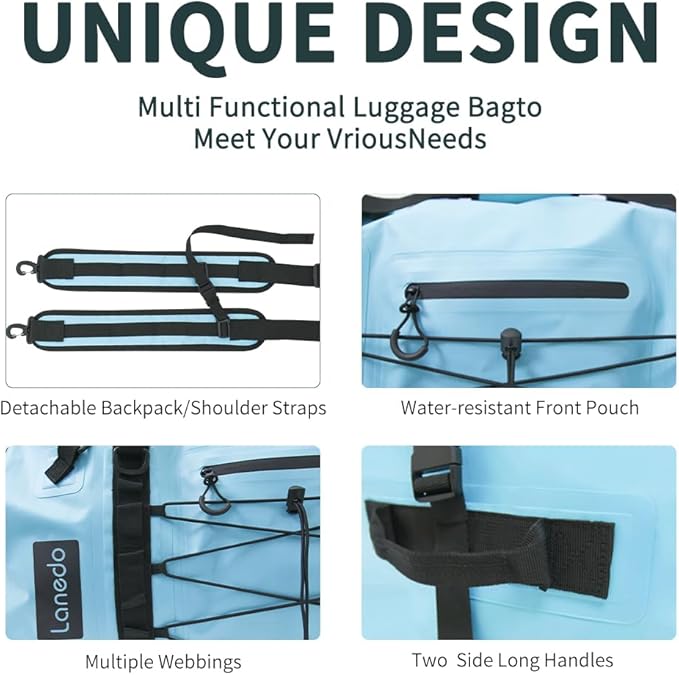 80L Dry Bag Large Waterproof Bag Roll-Top Heavy Duty Fishing Duffel Bag with Durable Straps & Handles for Kayaking Paddle boarding Boating Rafting Fishing-StrideForce Fitness