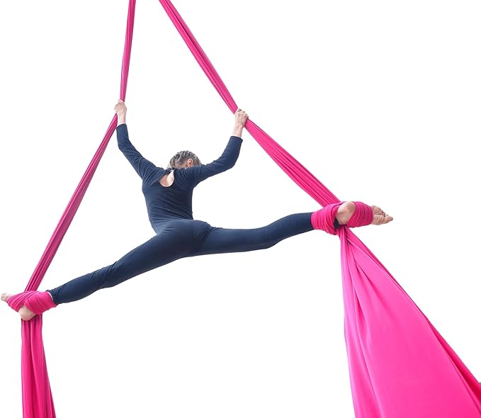 Aerial Silks Yoga Swing Set - 9/11 Yards Aerial Yoga Hammock Kit Anti-Gravity Flying for Fitness, Low/Non Stretch Nylon Tricot Fabric Hardware Included for Dance-StrideForce Fitness