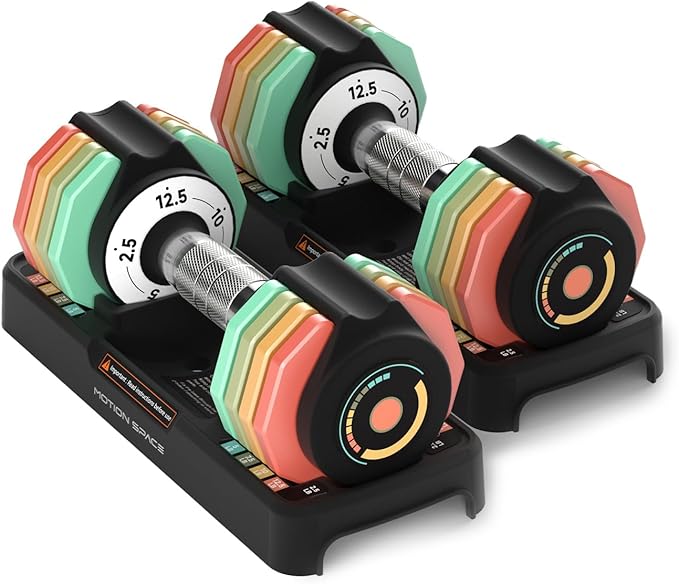 Adjustable Dumbbells Set 12.5LB/22.5LB Pair, 1-Sec Fast Adjustable 5 Weights by Turning Handle, Premium Comfort Non-slip Metal Dumbbells with Tray, Compact Size for Full Body Home Workout-StrideForce Fitness