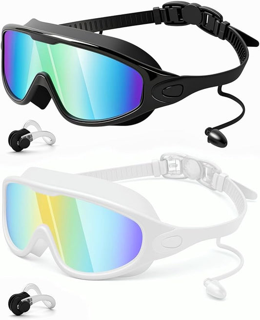 Rantizon Swim Goggles 2 Pack, Wide View Anti Fog&UV Swimming Goggles for Audlt, No Leaking Swim Glasses for Men Women Kids-StrideForce Fitness