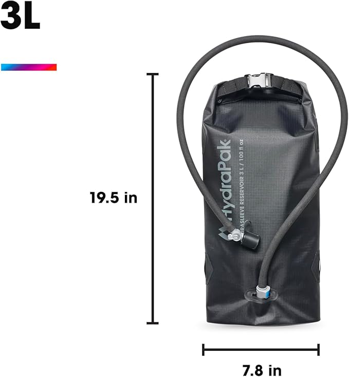 Hydrapak HydraSleeve - Insulated Sleeve with Shape-Shift Low-Profile Water Bladder/Reservoir for Hydration Backpacks, 3-Liter (100 oz.), High Flow Bite Valve, Safe & Reliable-StrideForce Fitness