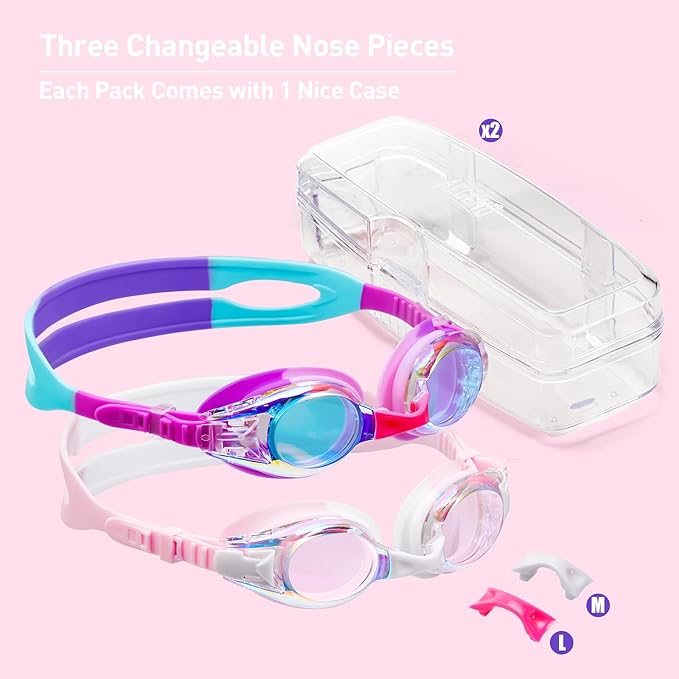 Aegend 2 Pack Kids Goggles, Swimming Goggles for Kids Age 4-16 Boys and Girls Youth, Anti-Fog Waterproof Anti-UV Pool Goggles-StrideForce Fitness