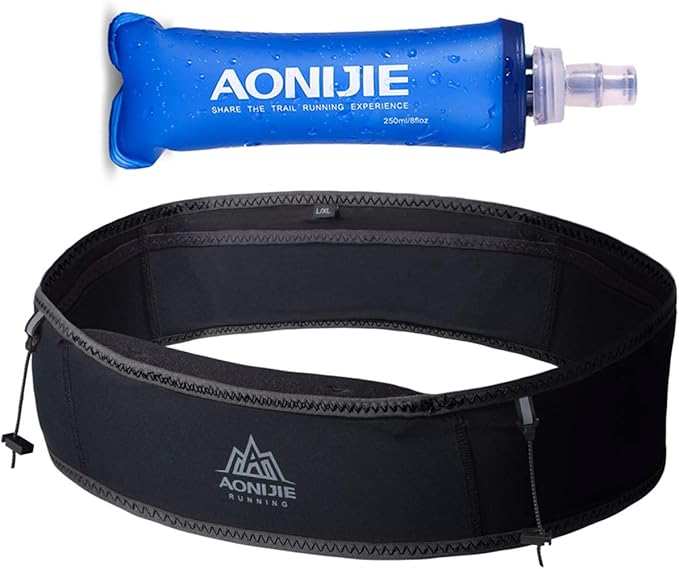 AONIJIE Hydration Belt Running Fanny Pack, with 250ml Soft Water Bottle Flask Phone Holder for Trailing Running Climbing Jogging Cycling Workout Fitness 3 Colors (Black, M/L)-StrideForce Fitness