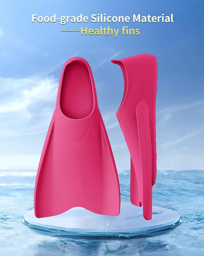 W WSTOO Streamlined Swimming Fins,Training Short Flippers,Silicone Swimming Flippers for Kids Adults Men and Women for Swimming Snorkeling and Diving-StrideForce Fitness