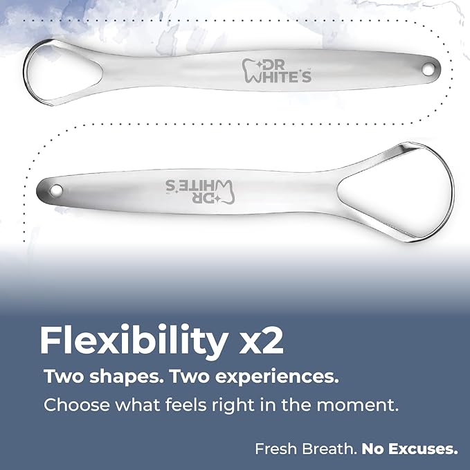 Dr. White’s Precision Tongue Care™ Collection – Precision Duo Tongue Cleaner, Premium 420 Surgical-Grade Stainless Steel Tool for Advanced Oral Care