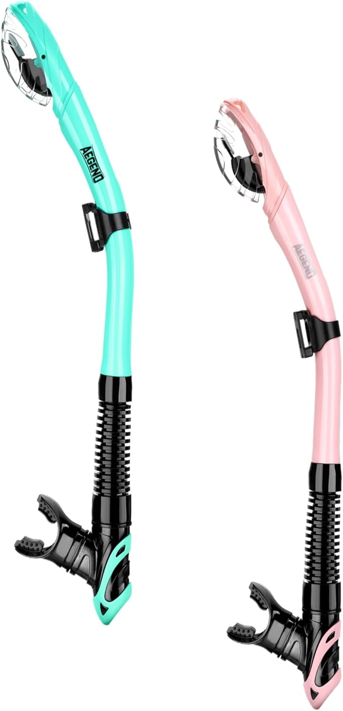 Aegend Dry Snorkel, Dive Mask Easy-Breath Free Diving Snorkel for Snorkeling Scuba Diving Freediving Swimming, with Top Dry Valve and Food-Grade Silicone Mouthpiece-StrideForce Fitness