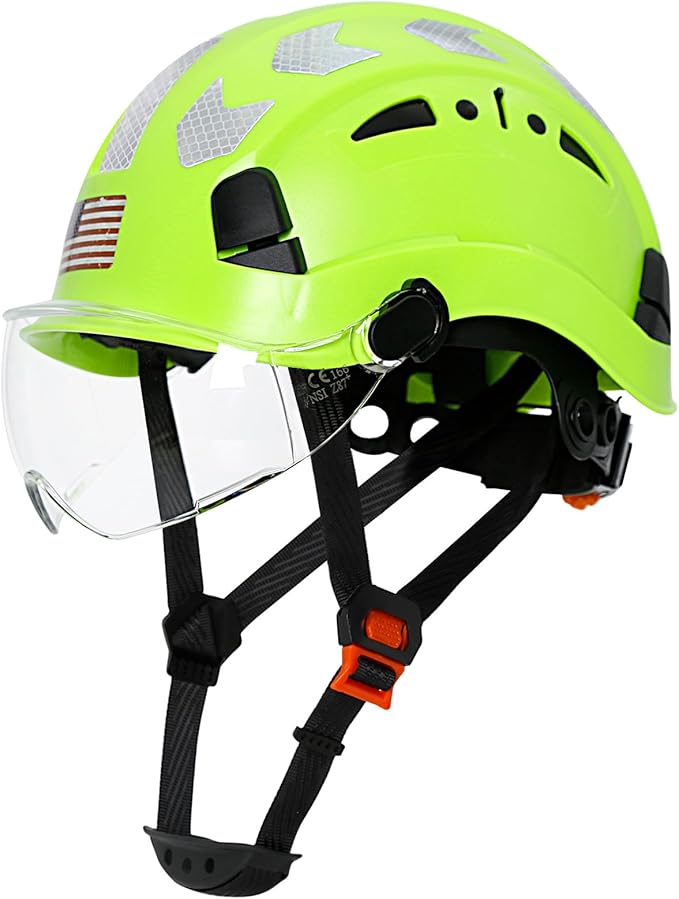 AOLAMEGS Construction Safety Hard Hat - ANSI Z89.1 Type Ι OSHA Approved Safety Helmets with Chin Straps Lightweight Reflective Vented ABS Hard Hats For Men Women Industrial Workwear 6-point Suspension-StrideForce Fitness