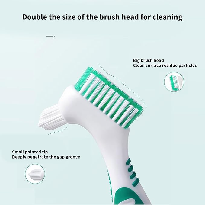 Denture Brush False Teeth Toothbrush Multi-Layered Bristles & Portable Duals Sided Denture Toothbrushes Soft Adults with Case