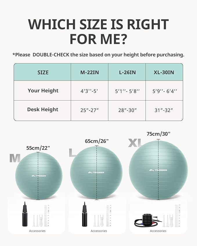 Trideer Yoga Ball – Anti-Burst Exercise Ball for Pregnancy, Office, Birthing, Stretching & Core Workout – Home Gym & Therapy-StrideForce Fitness