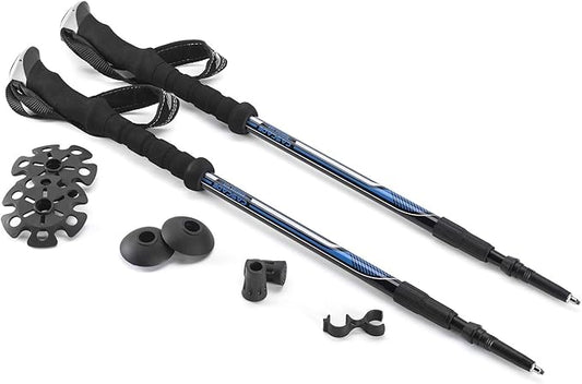 Cascade Mountain Tech Lightweight Aircraft-Grade Aluminum Trekking Poles with Extended Down Grip Plus Tip Kit-StrideForce Fitness