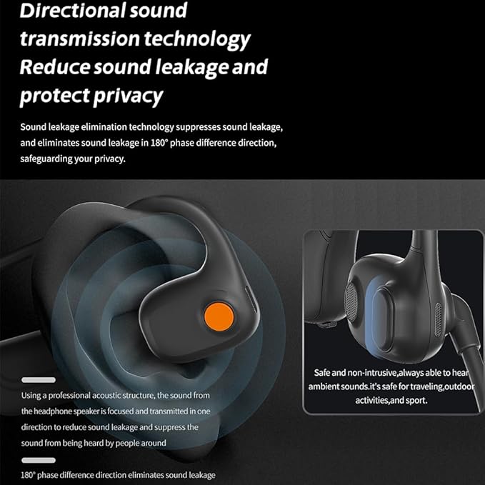 IHAO Open Ear Air Conduction Bluetooth Headphone Dual Mic Rotatable Boom Mic Active Noise Cancellation IPX5 Waterproof Bluetooth 5.4 Pain-Free Design for Sports Work Outdoor Activities-DG09 Black-StrideForce Fitness