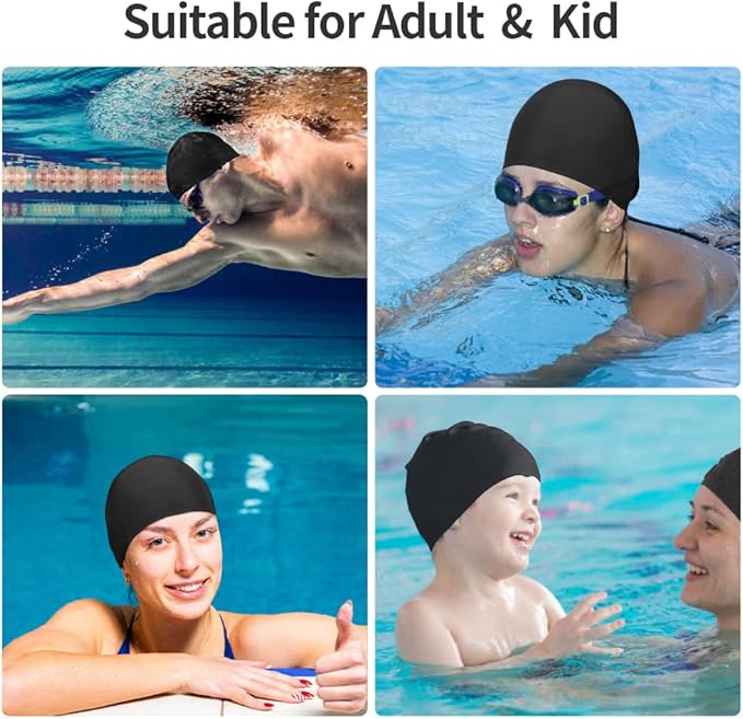 2pcs Cloth Swim Caps for Both Women & Men & Kids Fabric Durable Non-Waterproof Elastic Swimming Pool Cap Bathing Cap for Long and Short Hair-StrideForce Fitness