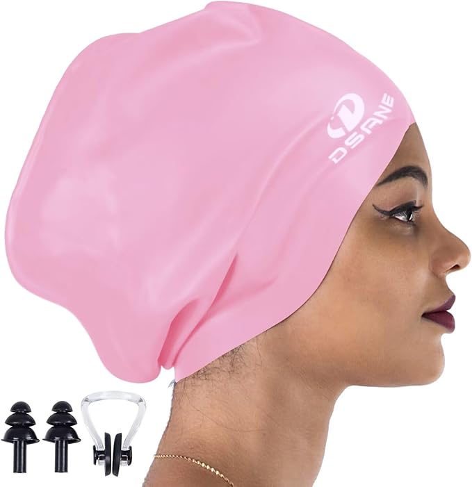 Dsane Extra Large Swimming Cap for Women and Men,Special Design Swim Cap for Very Long Thick Curly Hair&Dreadlocks Weaves Braids Afros Silicone Keep Your Hair Dry-StrideForce Fitness