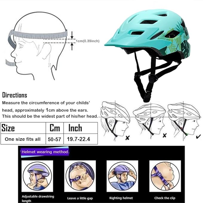 Kids Bike Helmet,Bavilk Kids Boys Girls Bike Helmets with LED Light Detachable Visor Children Youth Teen Multi-Sport for Skating Cycling Scooter Skateboard Adjustable & Lightweight 19.7"-22.4"-StrideForce Fitness
