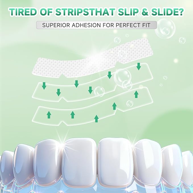 Teeth Whitening Strips for Sensitive, 42 Strips Whitener Safe Whitestrip, Deep Stains Removal Tooth Whitening, Enamel Safe Non-Slip Dry Strip Technology for Whiter Teeth,Coconut