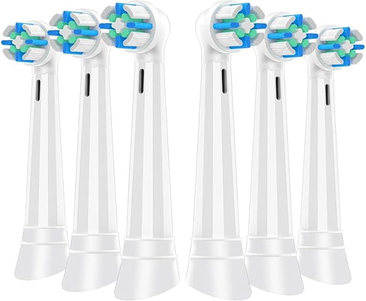 6 Count IO Replacement Heads Compatible with Oral B IO 2/3/4/5/6/7/8/9/10 Series Electric Toothbrushes, Medium Softness Brush Heads Compatible with Oral B iO for Teeth and Gums Care (White)