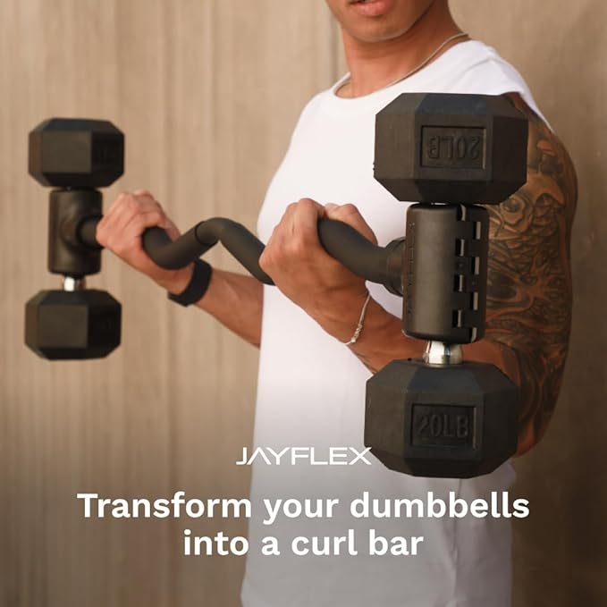 Jayflex Hyperbell Dumbbell Converter - Convert Dumbbells to Barbell Set and Kettlebell for Home Fitness - Adjustable & Up to 200 lb Capacity Weight Barbell for Weight Lifting-StrideForce Fitness