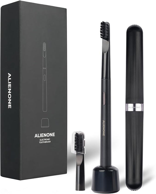 ALIENONE Ultra Slim Sonic Electric Toothbrush - Smart Pressure Sensor for Sensitive Teeth & Gums, 32,000 Vibrations, IPX6 Waterproof Aluminum Body, 45-Day Battery, Wireless USB Charging & Travel Case
