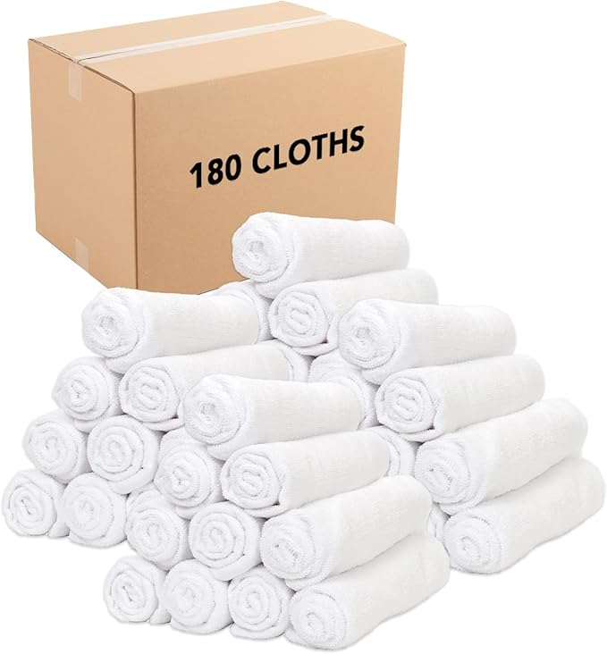 Arkwright Microfiber Gym Towel - Bulk Case of 180 - Super Soft, Quick Dry Workout Sweat Towels, 300 GSM Lightweight & Absorbent for Sports, Working Out, Yoga, and Spa, 16 x 27 in, White-StrideForce Fitness