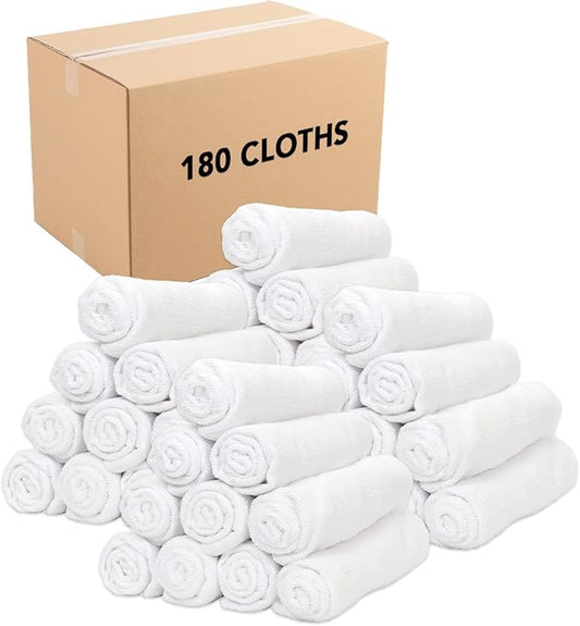Arkwright Microfiber Gym Towel - Bulk Case of 180 - Super Soft, Quick Dry Workout Sweat Towels, 300 GSM Lightweight & Absorbent for Sports, Working Out, Yoga, and Spa, 16 x 27 in, White-StrideForce Fitness