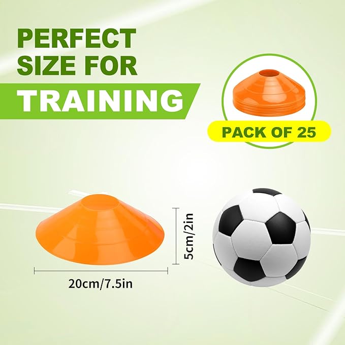 Ashsajkd(Set of 25/50/100 - Agility Soccer Cones with Carry Bag and for ， Football Cones for TrainingFootball, Basketball, Coaching, Agility Cones for Indoor and Outdoor Games-StrideForce Fitness