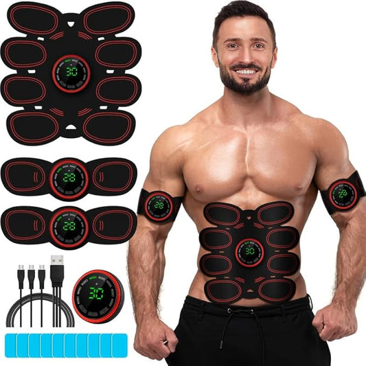 Electronic Muscle Stimulator, Abs Stimulator Muscle Toner, Ab Machine Trainer USB Rechargeable Gear for All Body, Fitness Strength Training Workout Equipment for Men and Women H9-StrideForce Fitness