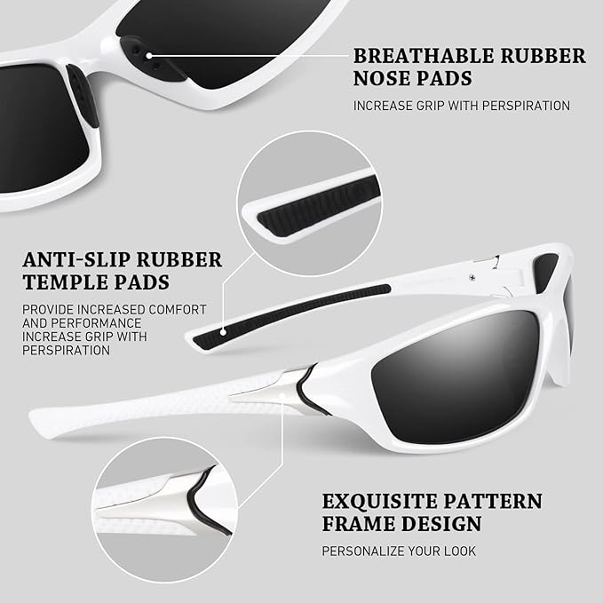 Polarized Sports Sunglasses for Men Women,Fishing Driving Rectangular Goggles UV400 Protection-StrideForce Fitness