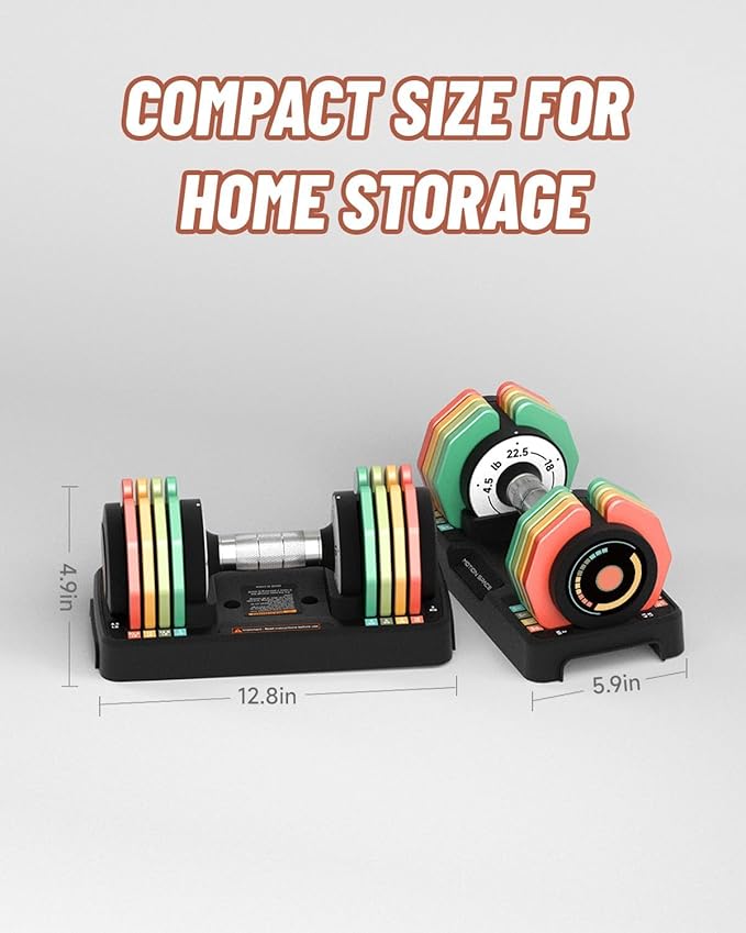 Adjustable Dumbbells Set 12.5LB/22.5LB Pair, 1-Sec Fast Adjustable 5 Weights by Turning Handle, Premium Comfort Non-slip Metal Dumbbells with Tray, Compact Size for Full Body Home Workout-StrideForce Fitness