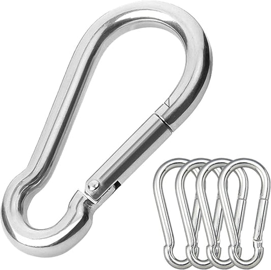 5PCS 3.15in Large Carabiner Clip, Stainless Steel Carabiner Heavy Duty, Spring Snap Hook, Locking Climbing Caribiners Clips for Gym, Plant Hanging, Outdoor Camping, Hiking. 600 lbs-StrideForce Fitness