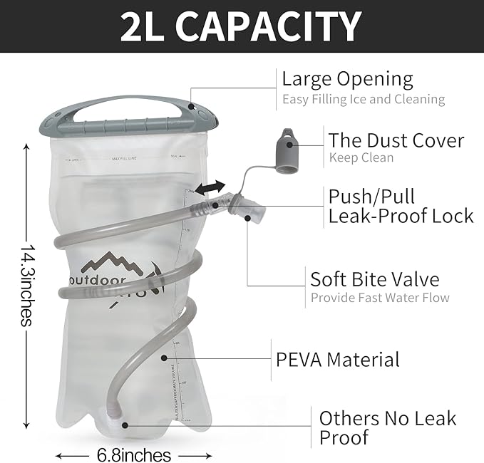 Hydration Pack Backpack, Lightweight Water Backpack with 2L Leakproof Hydration Bladder Daypack for Men Women,Running Hydration Vest for Outdoor Trail-StrideForce Fitness