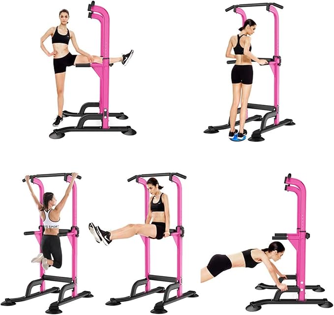 SogesHome Power Tower Pull Up Bar and Dip Station Adjustable Height Dip Stand Multi-Functional Strength Training Fitness Workout Station-StrideForce Fitness