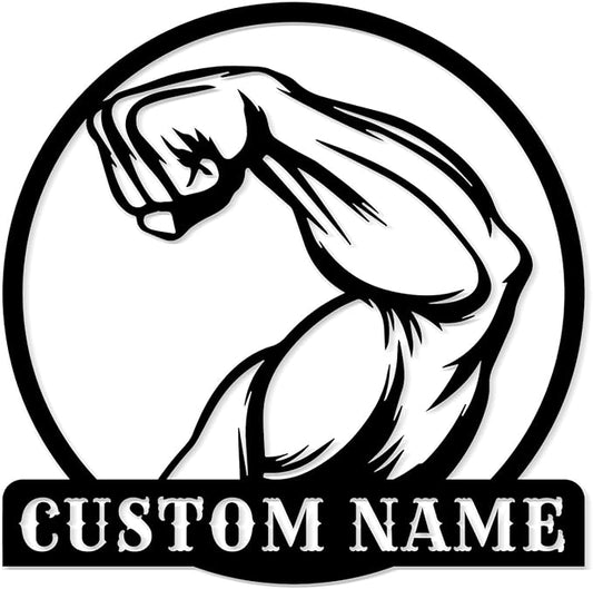Personalized Metal Gym Sign, Custom Fitness Metal Wall Decor, Body Builder Lovers Gift, Gym Custom Unique Metal Wall Art, fitness room decor, home gym decor, gym wall art (Style-7)-StrideForce Fitness