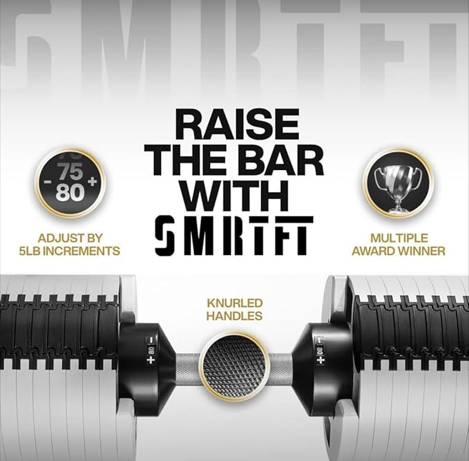 SMRTFT NUOBELL Adjustable Dumbbells | The Original All-in-One NUOBELL Adjustable Dumbbell Set | Feel Real Like Traditional Dumbbells | Highly Durable | Best 2 Year Warranty-StrideForce Fitness