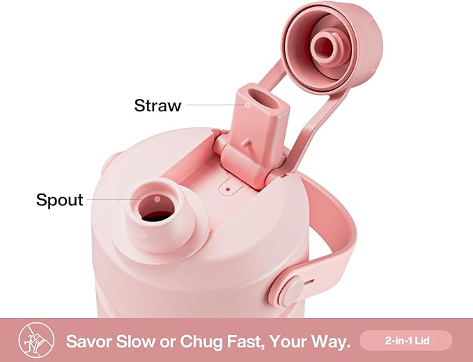 26 oz National Parks Water Bottle with Waterproof Stickers: 2-in-1 Straw Spout Lid, Keep Cold 24H, Leakproof, Car CupHolder Friendly, Insulated Stainless Steel Cup for Travel, Sports, School (Pink)-StrideForce Fitness