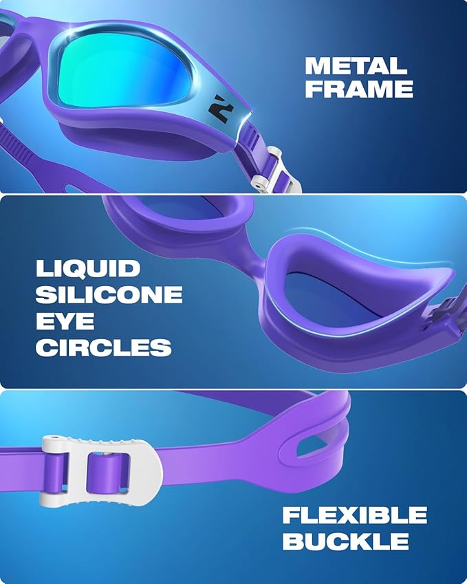 ZIONOR G1 Nava Super Anti-Fog Unisex Swim Goggles Mirror/Bright Smoke Lens-StrideForce Fitness