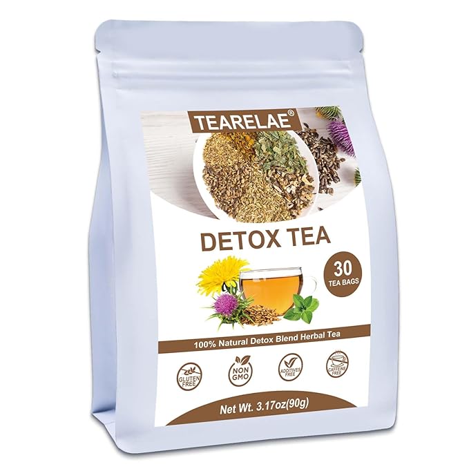 TEARELAE - Detox Tea, 30 Count Herbal Liver Detox Tea Bag - Milk Thistle Seed, Dandelion Root, Licorice Root, Fennel, Turmeric, Peppermint - Support Liver Function-StrideForce Fitness