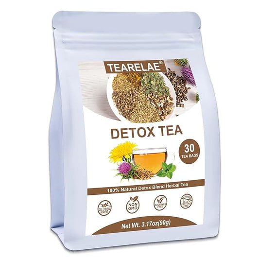 TEARELAE - Detox Tea, 30 Count Herbal Liver Detox Tea Bag - Milk Thistle Seed, Dandelion Root, Licorice Root, Fennel, Turmeric, Peppermint - Support Liver Function-StrideForce Fitness