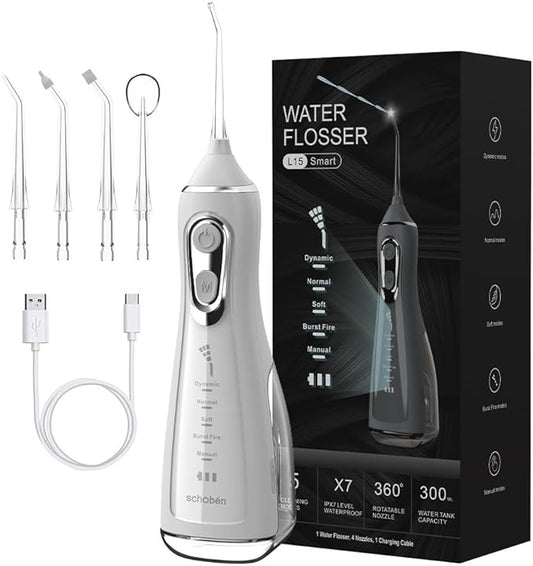 Electric Water Flosser Water Flosser Portable Oral Irrigator Oral Cleaning (L15 White)